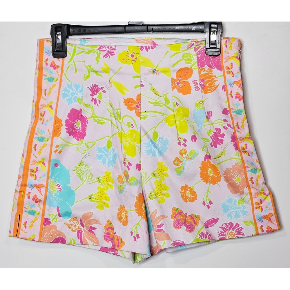 Gretchen Scott Floral Butterfly Bird‎ Shorts Multicolor Pleated NEW Womens S